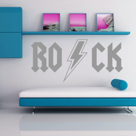 Veselá Stena Samolepka Rock Farba: šedá, Veľkosť: 60 x 30 cm
