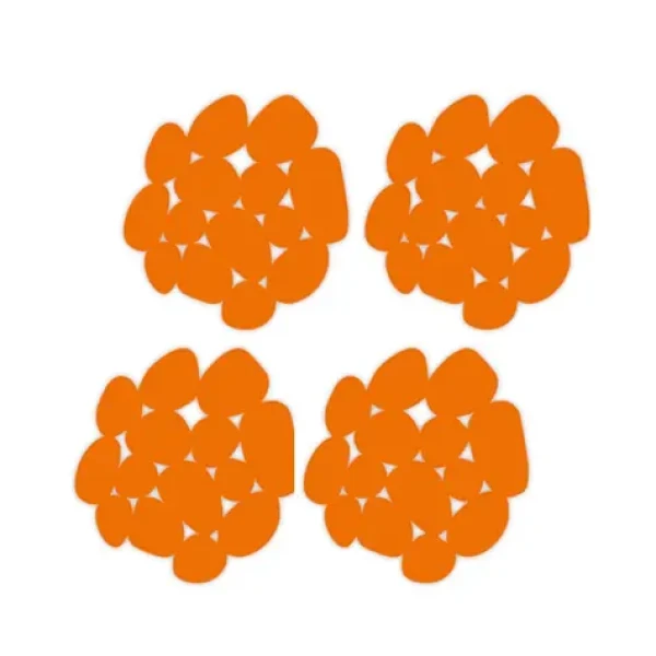 MSV GALETS sada 4 protišmykových podložiek v tvare okruhliakov oranžová / PVC / 12 x 13 cm (3700703929482)