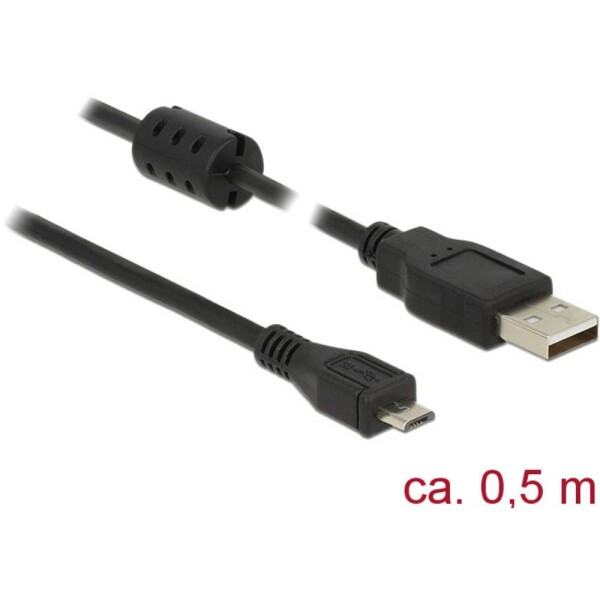 DeLock Kábel USB 2.0 A (M) - USB 2.0 Micro-B (M) 0.5m čierna (84900)