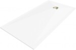 MEXEN/S - Stone+ obdĺžniková sprchová vanička 160 x 80, biela, mriežka zlatá 44108016-G
