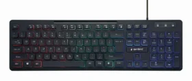 Gembird KB-UML-02 čierna / multimediálna drôtová klávesnica / USB-A / US layout / RGB podsvietenie (KB-UML-02)