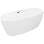 MEXEN/S - Lira voľne stojaca vaňa vzor 170 x 80, biela, sifón a prepad čierna 52831708000-70