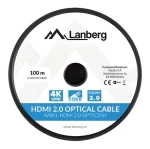 Lanberg Kábel optický HDMI 2.0 (M) - HDMI 2.0 (M) 100 m čierna / AOC / 4K / 60Hz (CA-HDMI-20FB-1000-BK)