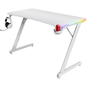 Trust GXT709W Luminus RGB biela / Herný stôl / 120 x 60 x 74 cm / nosnosť až 150 kg (25328)